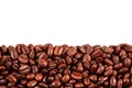 Roasted coffee beans with copy space on the top Royalty Free Stock Photo