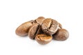 Roasted coffee beans for espresso, cappuccino on white background. Royalty Free Stock Photo