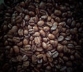 Roasted coffee beans, full frame image. Royalty Free Stock Photo