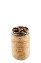 Roasted coffee beans on white background Royalty Free Stock Photo