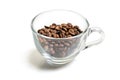 Roasted coffee beans in a glass cup Royalty Free Stock Photo