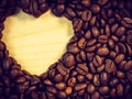 Roasted coffee beans with heart form Royalty Free Stock Photo