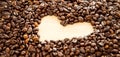 Roasted coffee beans heart shape Royalty Free Stock Photo