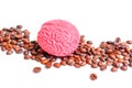 Roasted Coffee Beans and Human Brain Royalty Free Stock Photo