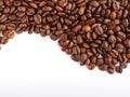 roasted coffee beans isolated in white Royalty Free Stock Photo