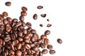 Roasted coffee beans isolated on a white background