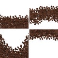 Roasted coffee beans isolated on white background vector set