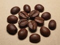 Roasted Coffee Beans on paper texture Royalty Free Stock Photo