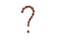 roasted coffee beans in the shape of a question mark on a white background Royalty Free Stock Photo