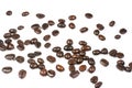Roasted coffee beans splatter isolated on a white background