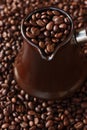 Roasted coffee beans in Turka on the table Royalty Free Stock Photo