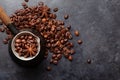 Roasted coffee beans in Turkish jezve Royalty Free Stock Photo