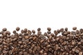 Roasted coffee beans on white background. Close-up