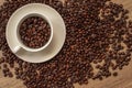 Roasted coffee beans, wood background Royalty Free Stock Photo