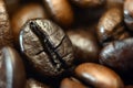 Roasted coffee. Roasted coffee beans. Background. Close up coffee beans.