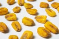 Roasted corn nuts on white background Royalty Free Stock Photo