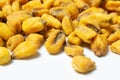 Roasted corn nuts on white background Royalty Free Stock Photo