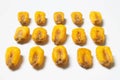 Roasted corn nuts on white background Royalty Free Stock Photo
