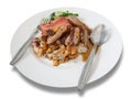 Roasted duck and barbuced red pork on rice (isolated)