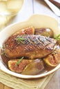 Roasted duck breast with figs and rosemary Royalty Free Stock Photo