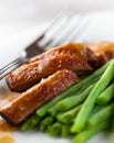 Roasted duck breast with green beans Royalty Free Stock Photo