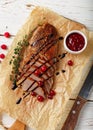Roasted duck breast with thyme, cranberries and balsamic vinegar Royalty Free Stock Photo