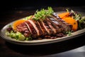 Roasted duck dish plate. Generate ai Royalty Free Stock Photo
