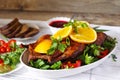 Roasted duck with orange Royalty Free Stock Photo