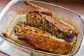 Roasted duck stuffed with buckwheat Royalty Free Stock Photo