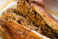 Roasted duck stuffed with buckwheat Royalty Free Stock Photo