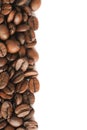 Roasted espresso coffee beans as a side frame border