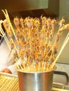 Roasted fried insects and scorpions and bugs as snack street food in China, Beijing