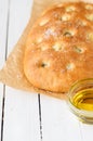 Roasted Garlic Focaccia with Olive Oil Royalty Free Stock Photo
