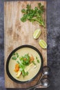 Roasted green chicken curry in bowl