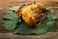 Roasted japanese sweet potato with smoke