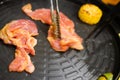 Roasted korean meat on korean stove Royalty Free Stock Photo