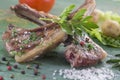 Roasted lamb chops with herbs and pepper Royalty Free Stock Photo