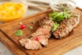 Roasted lamb fillet with spicy crust Royalty Free Stock Photo