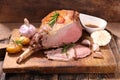 Roasted lamb leg Royalty Free Stock Photo