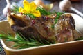 Roasted lamb leg Royalty Free Stock Photo