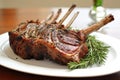 roasted lamb shankbone on a white dish Royalty Free Stock Photo