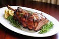 roasted lamb shankbone on a white dish Royalty Free Stock Photo