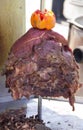 Roasted meat on a spit for making Shawarma Royalty Free Stock Photo