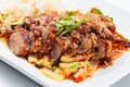 Roasted meat with rice. Korean cuisine. Royalty Free Stock Photo