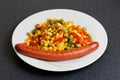 Roasted mixed vegetables and sausage Royalty Free Stock Photo