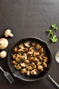 Roasted mushroom in cast iron pan