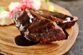 Roasted Mutton on Rustic Wooden Background