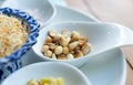 roasted peanut on white spoon for miang ingredient Royalty Free Stock Photo