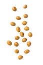 Roasted peanuts coated falling on white background Royalty Free Stock Photo