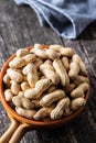 Roasted peanuts. Tasty groundnuts in pot Royalty Free Stock Photo